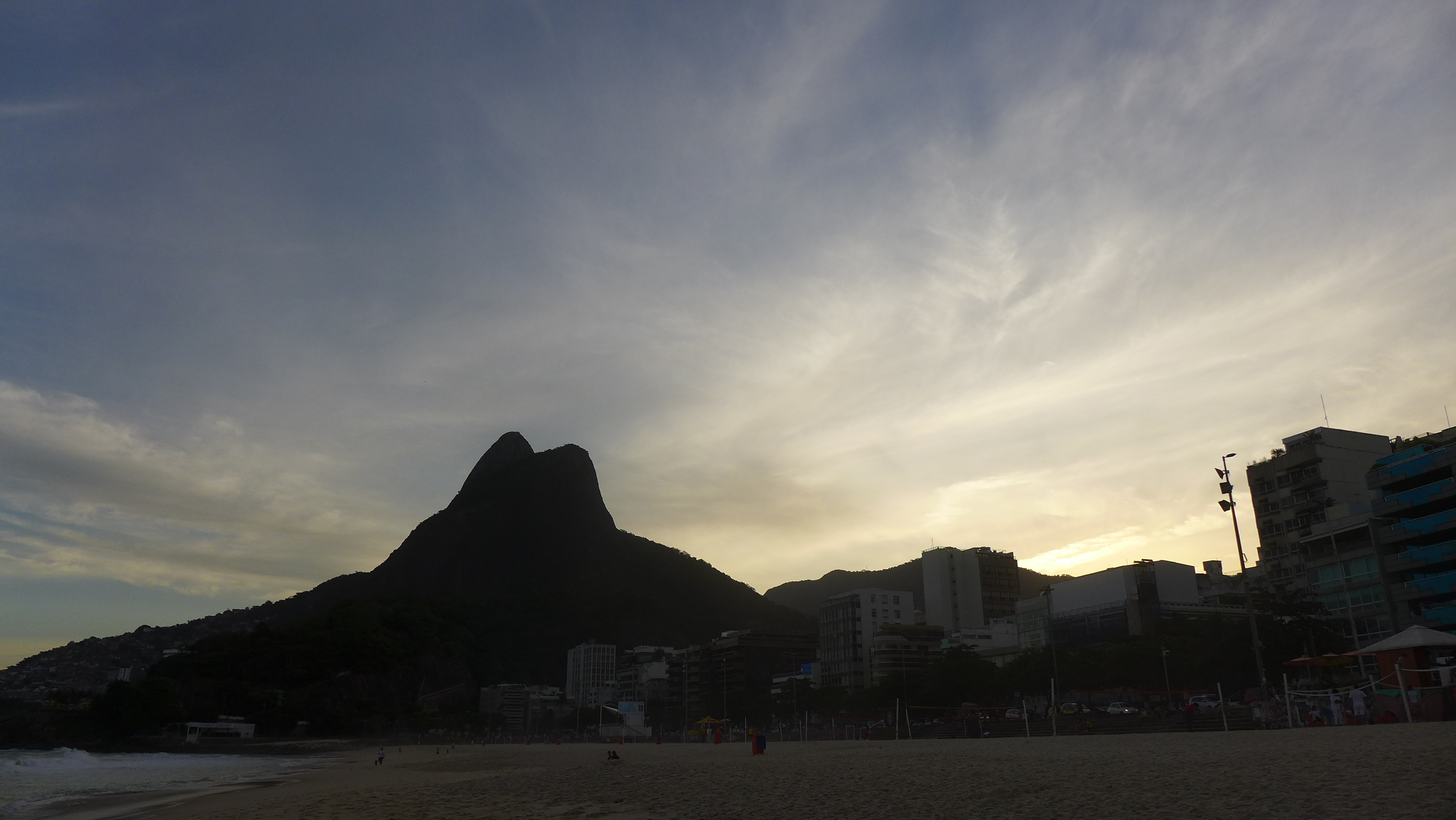 View of
Dois Irmãos Hill under which slopes Vidigal nestles.