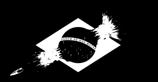 Banner
for the Vidigal resistance movement Parem de Nos Matar
(Stop Killing Us) against increased police violence after the demise of the UPP project
and
the end of the 2016 Olympics